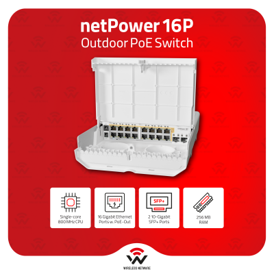 MikroTik netPower 16P Outdoor 16-Port PoE Switch