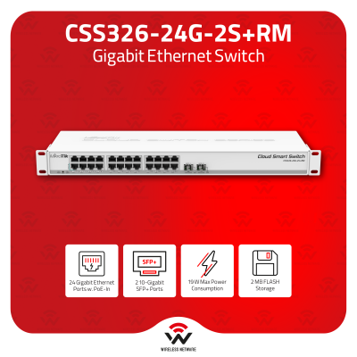 MikroTik CRS326-24G-2S+RM 24-Port GbE 2x SFP+ Dual Boot Switch 1U