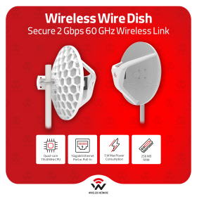 MikroTik Wireless Wire Dish 60GHz 2Gbps PtP Kit 1500m IC Certified