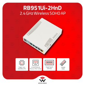MikroTik RB951Ui-2HnD 2.4GHz 5-Port SOHO AP with PoE Out and USB