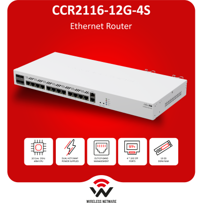 MikroTik CCR2116-12G-4S+ 16-Core 10G ISP Edge Router