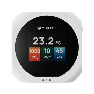 MikroTik CLAIRÉ indoor air quality monitor in white