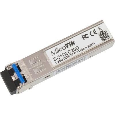 MikroTik S-31DLC20D 1.25G SFP SM 20km 1310nm DDM Dual LC Module