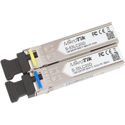 MikroTik S-3553LC20D 1.25G SFP BiDi 20km SM LC DDM Module Pair